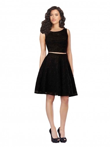 Shop Two Piece Short Lace Cocktail Bridesmaid Dress with Jewel Neckline UK