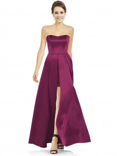 Shop Full Length Strapless Long Satin Bridesmaid Dress with Sweetheart Neckline UK