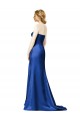 Faux Wrap A-Line Long Satin Bridesmaid Dress with Draped Bodice