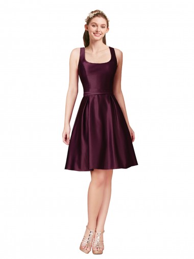 Shop Classic Cocktail Knee Length Satin Bridesmaid Dress / Prom Dress with V Back and Bow Detail UK