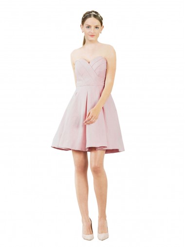 Shop Short Knee Length Sweetheart Satin Cocktail Bridesmaid Dress UK