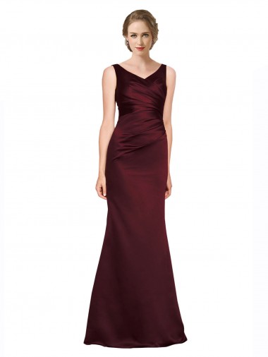 Shop Figure Shaping Formal Satin Bridesmaid Dress / Prom Dress with Structured Pleats UK