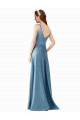 Classic Satin V-Neck A-Line Bridesmaids Dress with Pockets