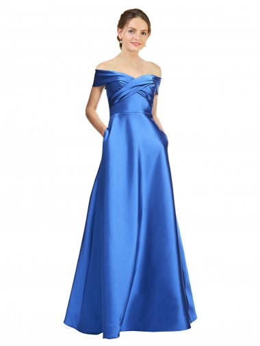 Shop Sleeveless Off the Shoulder Ball Gown Formal Satin Bridesmaid Dress / Prom Dress UK