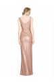 Draped V-Neck Striking Sheath Floor Length Formal Sequin Bridesmaid Dress / Prom Dress