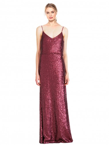 Shop High Neck Halter Long Slim Formal Sequin Bridesmaid Dress / Prom Dress with V-Neck and Blouson Bodice UK