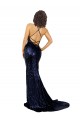 Mermaid V-Neck Low Back Long Formal Sequin Bridesmaid Dress / Prom Dress