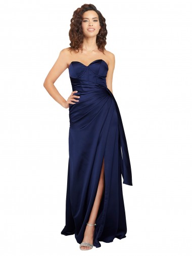 Shop Floor Length Wrap Skirt Formal Silky Satin Bridesmaid Dress / Prom Dress UK