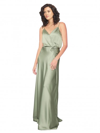 Shop Formal Silky Satin Bridesmaid Dress with Tied Waist UK