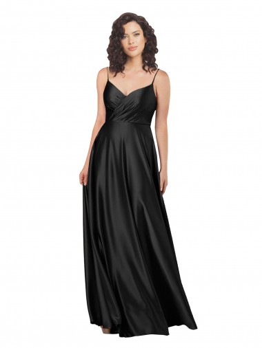 Shop Full Length V-Neckline Formal Silky Satin Bridesmaid Dress / Prom Dress with Full Skirt UK