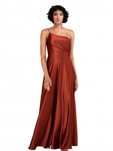 Shop Sophisticated One Shoulder Formal Silky Satin Bridesmaid Dress / Prom Dress with Full Skirt UK