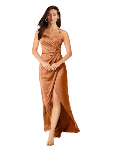 Shop Faux-Wrap Skirt Formal Silky Satin Bridesmaid Dress / Prom Dress UK