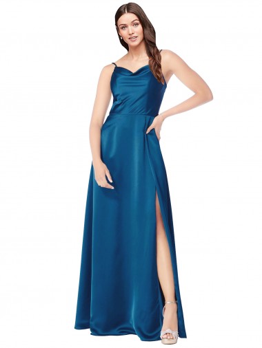 Shop Cowl Neck Salky Satin Bridesmaid Dress / Prom Dress UK