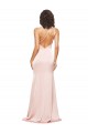 Full Length Ruched Formal Silky Satin Bridesmaid Dress / Prom Dress with Low Back and High Split