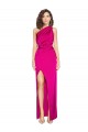 One Shoulder Long Full Length Formal Silky Satin Bridesmaid Dress / Prom Dress with Front Side Split