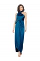 High Halter Neck Formal Silky Satin Bridesmaid Dress / Prom Dress with Sash Overlay and Side Split