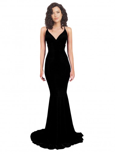 Shop Fishtail Shaped V-Neck Open Back Formal Spandex Bridesmaid Dress / Prom Dress UK