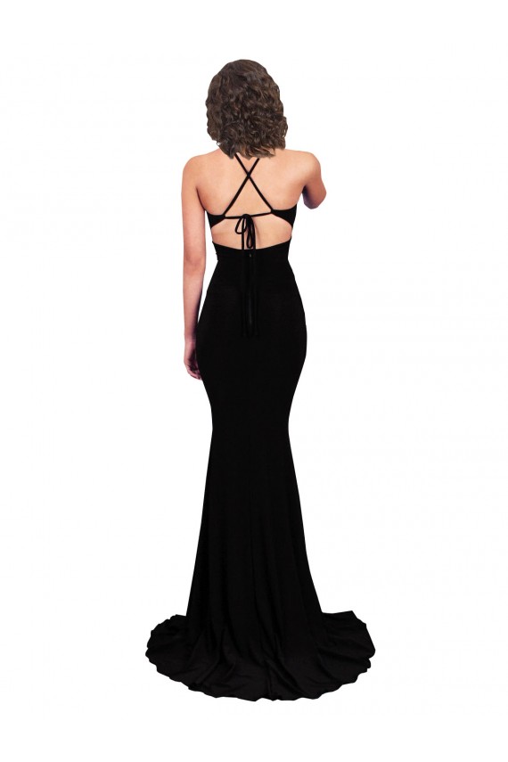 Fishtail Shaped V-Neck Open Back Formal Spandex Bridesmaid Dress / Prom Dress