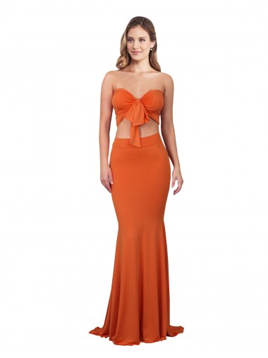 Shop Strapless Bandeau Bodice Long Formal Spandex Bridesmaid Dress / Prom Dress UK