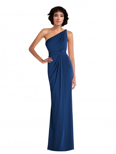 Shop Grecian Inspired One Shoulder Twist Draped Maxi Spandex Bridesmaid Dress / Prom Dress UK