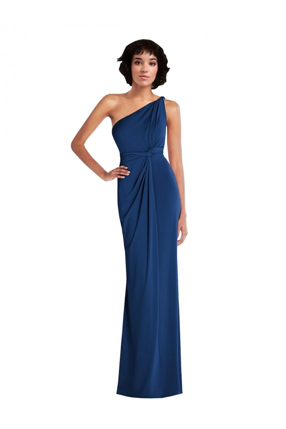 Grecian Inspired One Shoulder Twist Draped Maxi Spandex Bridesmaid Dress / Prom Dress