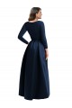 Long Sleeves Wrapped Formal Spandex Bridesmaid Dress / Prom Dress with High Low Full Skirt and Pockets