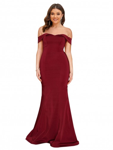 Shop Off Shoulder Sleeves Sweetheart Neckline Long Formal Spandex Bridesmaid Dress / Prom Dress UK