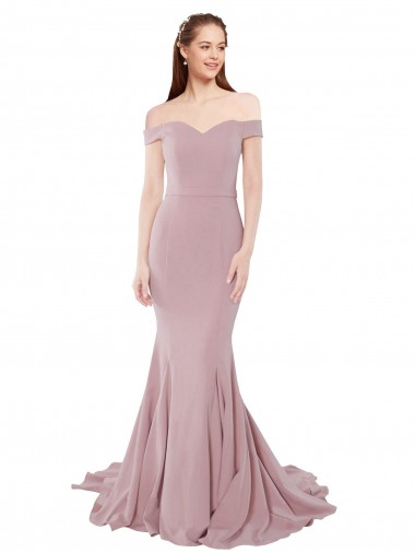 Shop Off the Shoulder Mermaid Long Sweep Train Bridesmaid Dress / Prom Dress UK