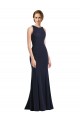 High Neck Sheath Long Crepe Bridesmaid Dress / Prom Dress