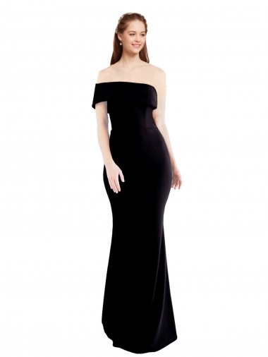 Shop Asymmetrical Draped Off the Shoulder Banded Formal Crepe Bridesmaid Dress / Prom Dress UK