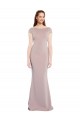 Boat Neck Cap Sleeve Formal Crepe Bridesmaid Dress / Prom Dress with Plunging Tie Back