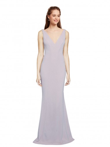 Shop Cut-Out Back V-Neckline Mermaid Formal Crepe Bridesmaid Dress / Prom Dress Keyhole Back UK