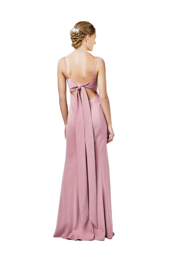 Fit and Flare Slim Formal Crepe Bridesmaid Dress / Prom Dress with Cutout Back