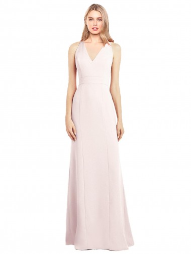 Shop V-Neck Keyhole Back Crepe Trumpet Bridesmaid Dress / Prom Dress UK