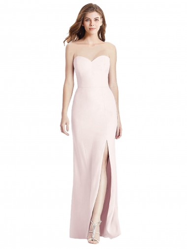 Shop Strapless Crepe Trumpet Bridesmaid Dress / Prom Dress with Front Slit UK