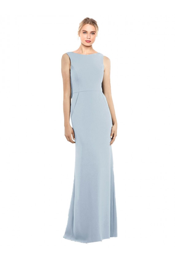 Draped Backless Crepe Bridesmaid Dress / Prom Dress with Pockets