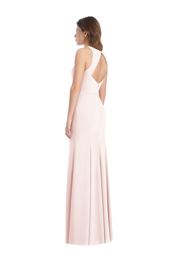 Diamond Cutout Back Trumpet Bridesmaid Dress / Prom Dress with Front Slit