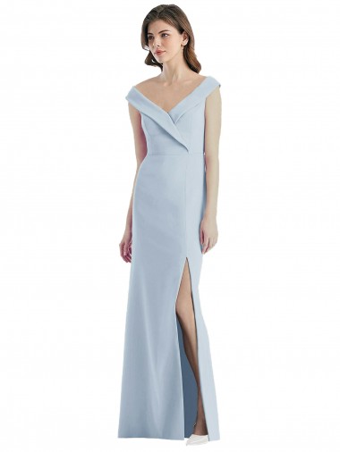 Shop Romantic Off the Shoulder Long Maxi Bridesmaid Dress with Side Slit UK