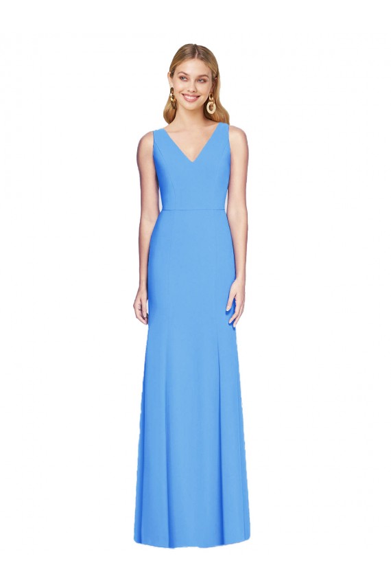 Flattering Trumpet Long Sleeveless Bridesmaid Dress / Prom Dress with Open Back