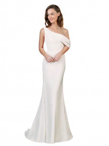 Shop One Shoulder Formal Crepe Bridesmaid Dress / Prom Dress with Draped Off the Shoulder Strap UK