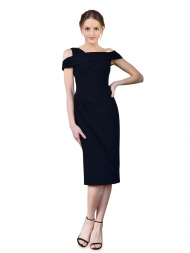 Shop Draped Cross Shoulder Stretch Formal Crepe Cocktail Dress / Homecoming Dress UK