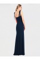 Flat Tie Shoulder Crepe Trumpet Bridesmaid Dress / Prom Dress with Front Slit