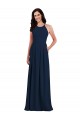 Criss Cross Back Crepe Halter Bridesmaid Dress with Pockets