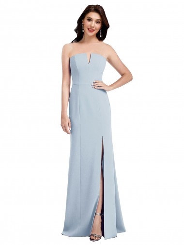 Shop Strapless Notch Crepe Bridesmaid Dress / Prom Dress with Front Slit UK