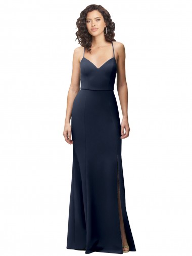 Shop Sweetheart Fit and Flare Stretch Formal Crepe Bridesmaid Dress / Prom Dress with Side Slit and Strappy Back UK