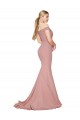 Off the Shoulder Sweetheart Long Sweep Train Formal Crepe Bridesmaid Dress / Prom Dress