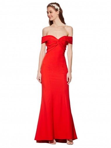 Shop Cross Front and Back Bardot Sleeveless Formal Crepe Maxi Bridesmaid Dress / Prom Dress UK