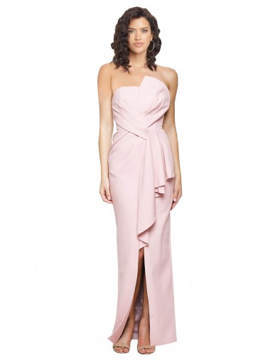 Shop Strapless Long Full Length Ruffles Low Back Formal Crepe Bridesmaid Dress / Prom Dress UK