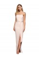 Full Length Low Back Strapless Formal Crepe Bridesmaid Dress / Prom Dress with Thigh High Side Split