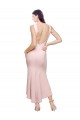 High Neck Low V-Back Cocktail Midi Length Formal Crepe Bridesmaid Dress / Prom Dress